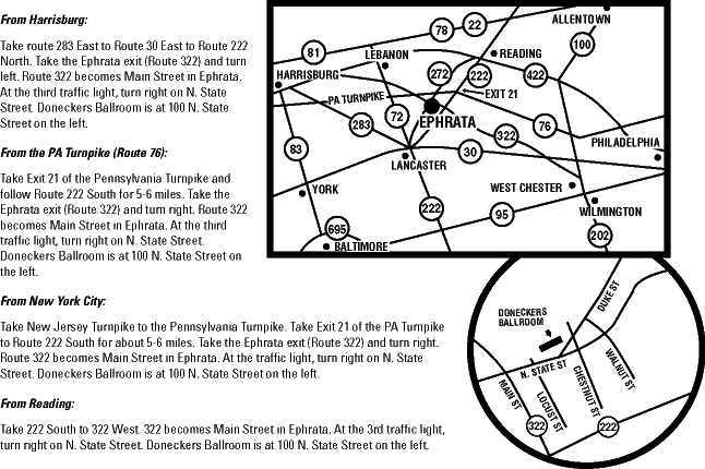 Directions and Map showing location of Quality Inn